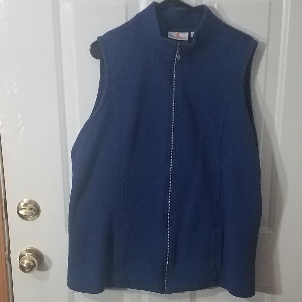 Quacker Factory Blue Sleeveless Rhinestone Zipper - Picture 2 of 4